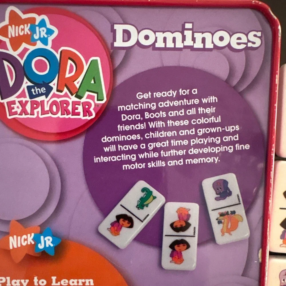 Nick Jr Dora the Explorer Dominoes 26 Piece Plastic Set‎ in Collector Tin 2005